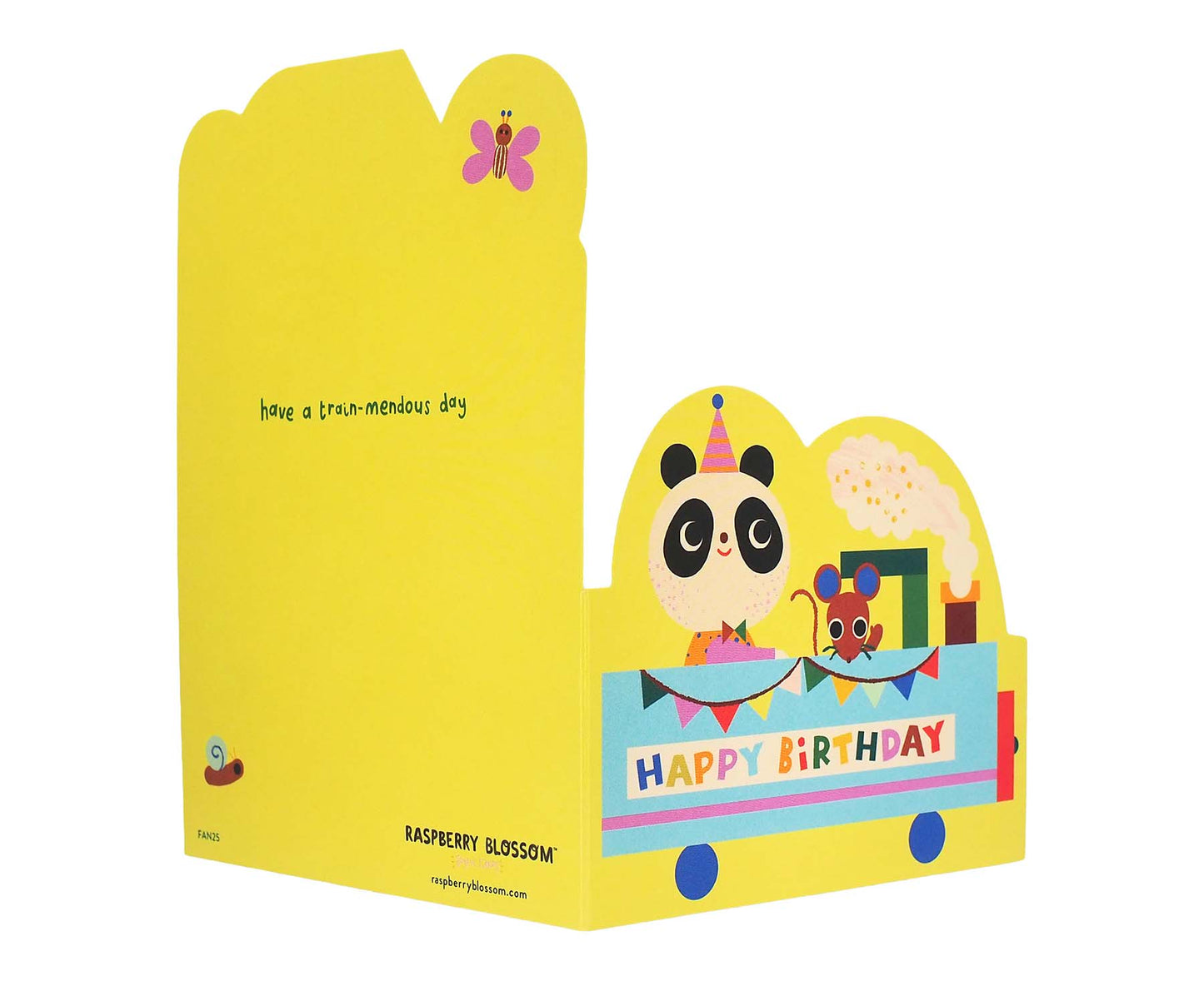 Fold Out Animal Train Foiled 4th Birthday Card