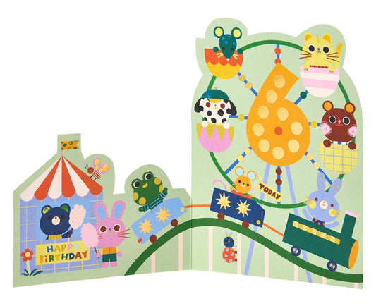 Fold Out Animal Ferris Wheel 6th Birthday Card