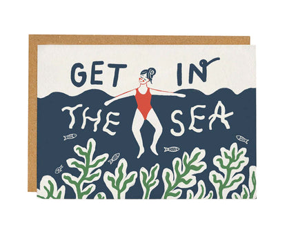 Get In The Sea Illustrated Wild Swimmer Card