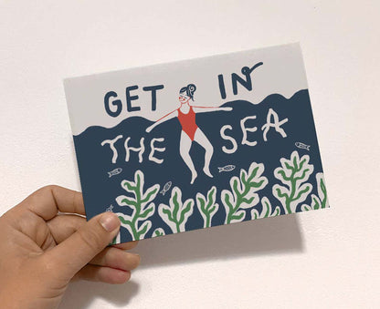 Get In The Sea Illustrated Wild Swimmer Card