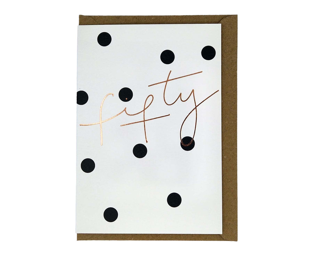 Black and White Spots Foiled 50th Birthday Card