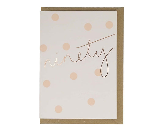 Pink Spots Foiled 90th Birthday Card