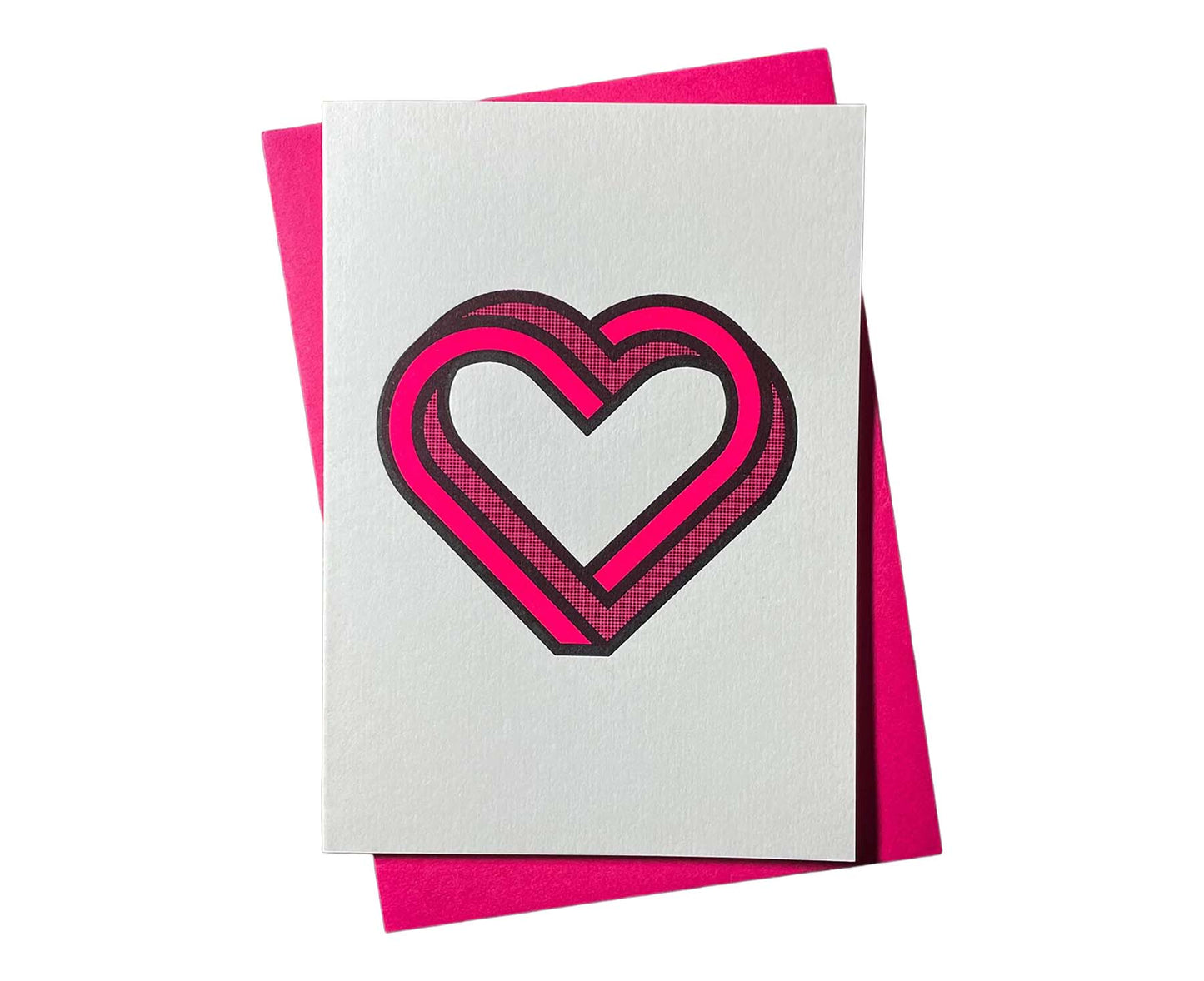 Flourescent Pink & Black Infinity Heart Letterpress Valentines / Anniversary Card
