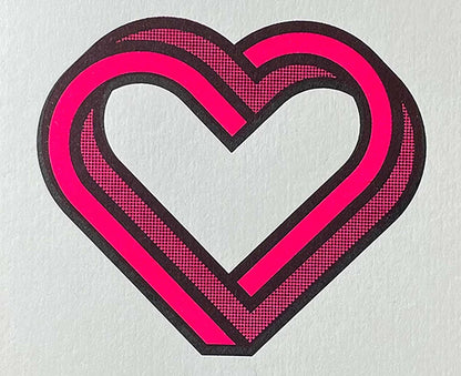 Flourescent Pink & Black Infinity Heart Letterpress Valentines / Anniversary Card