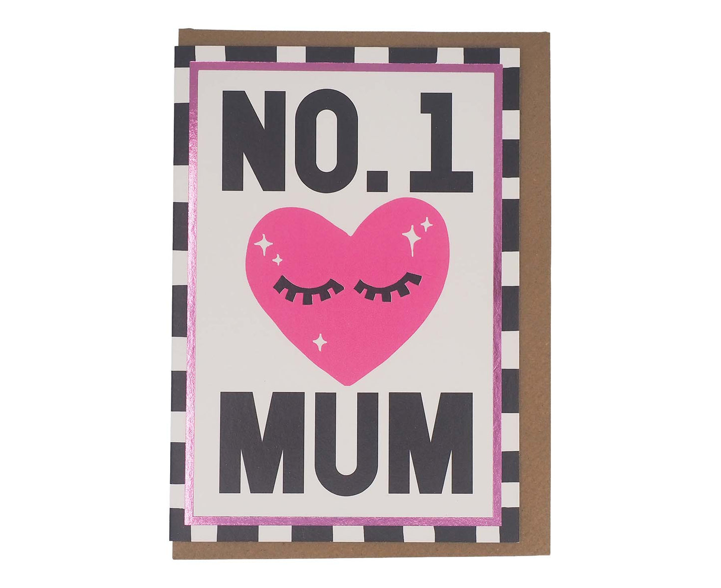 No.1 Mum Eyelash Heart Foiled Mother's Day Card