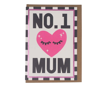 No.1 Mum Eyelash Heart Foiled Mother's Day Card