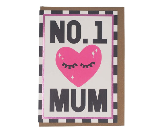 No.1 Mum Eyelash Heart Foiled Mother's Day Card