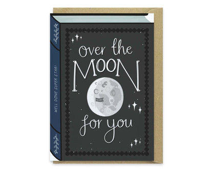 Over The Moon Book Congratulations Card