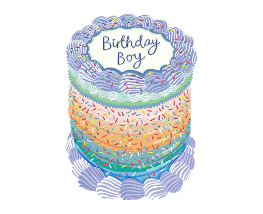 Birthday Boy Sprinkles Spot Varnish Cutout Cake Birthday Card
