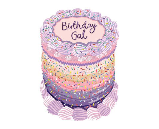 Birthday Gal Sprinkles Spot Varnish Cutout Cake Birthday Card