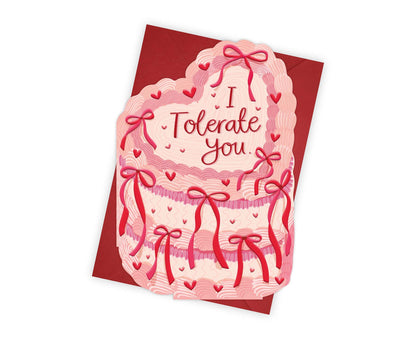 I Tolerate You Spot Varnish Cutout Cake Valentine's / Anniversary Card