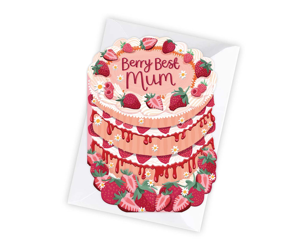 Berry Best Mum Spot Varnish Cutout Cake Mother's Day Card