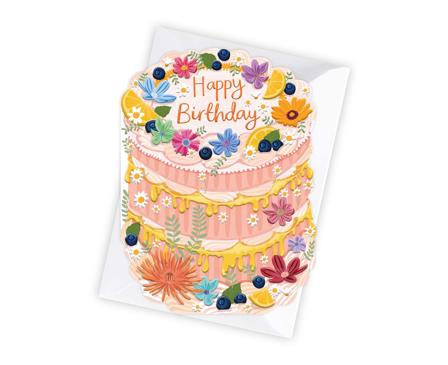 Happy Birthday Spot Varnish Cutout Cake Birthday Card