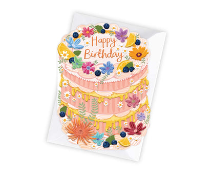 Happy Birthday Spot Varnish Cutout Cake Birthday Card