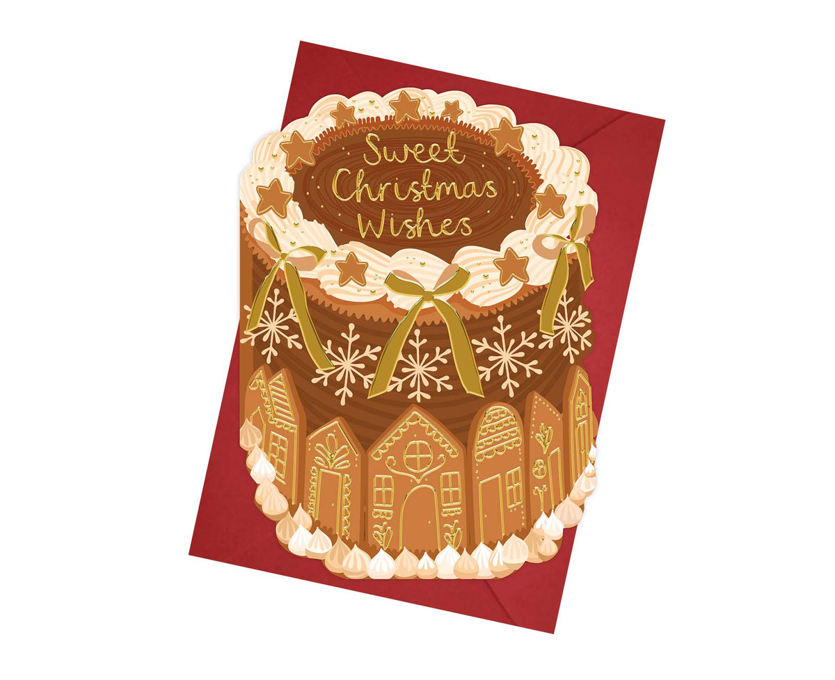 Sweet Christmas Wishes Cutout Cake Christmas Card