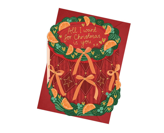 All I Want for Christmas is You Cutout Cake Christmas Card