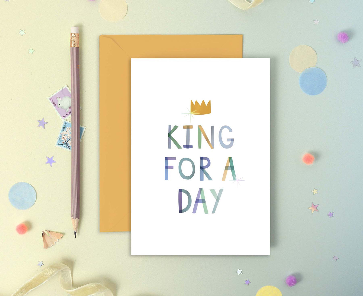King For A Day Multicoloured Foil Birthday Card