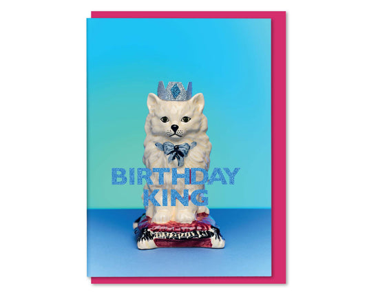 Birthday King Cat Ornament Birthday Card