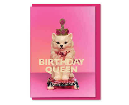 Birthday Queen Cat Ornament Birthday Card