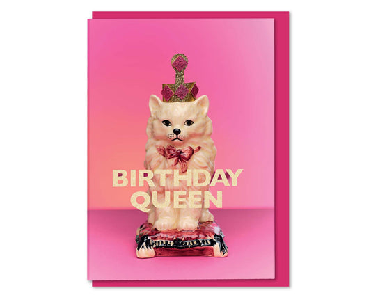 Birthday Queen Cat Ornament Birthday Card