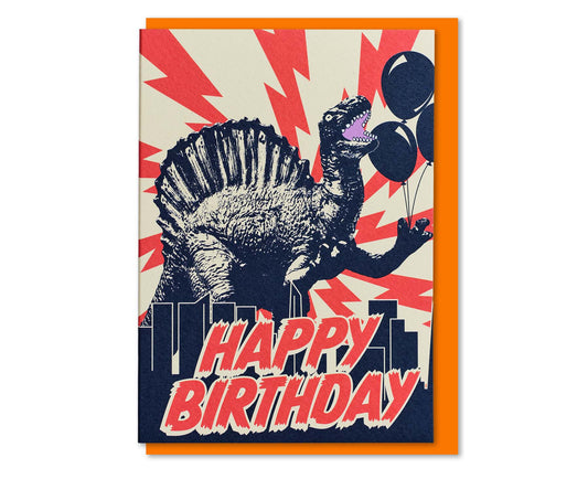 Monster Birthday Dinosaur Red Birthday Card