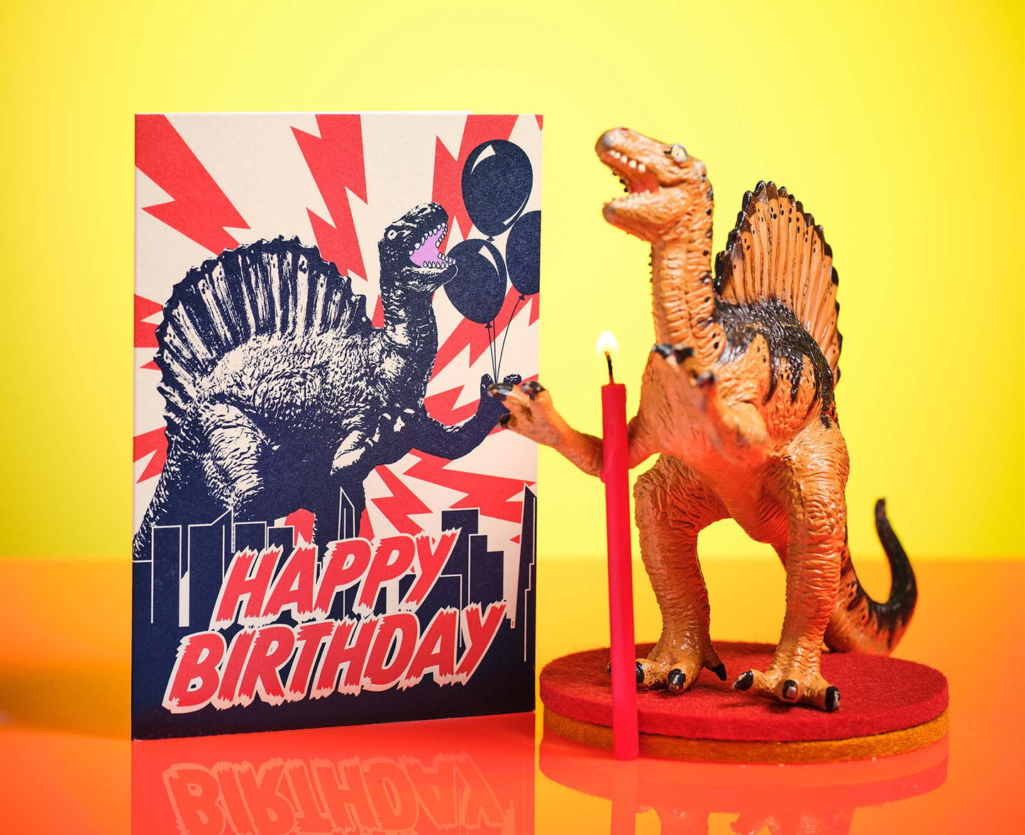 Monster Birthday Dinosaur Red Birthday Card