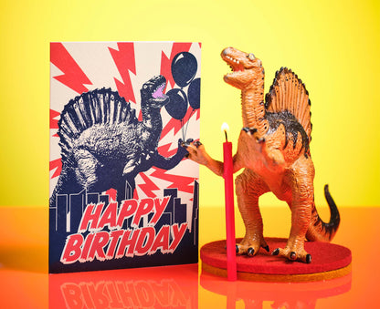 Monster Birthday Dinosaur Red Birthday Card