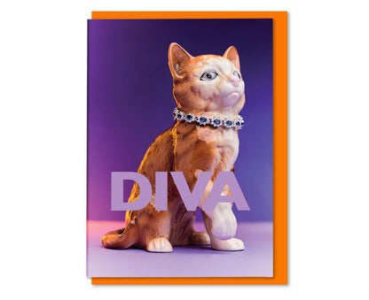 Diva Cat Ornament Greetings Card