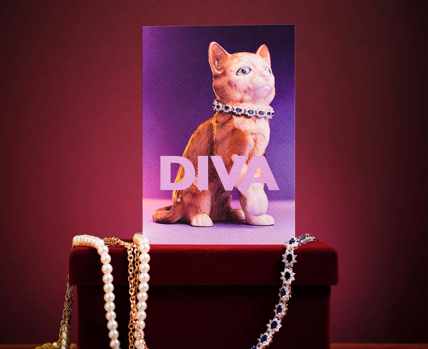 Diva Cat Ornament Greetings Card