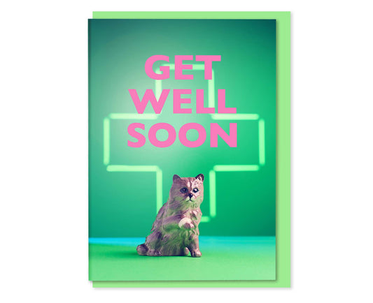 Poorly Kitty Ornament Get Well Soon Card