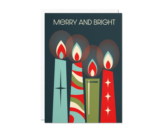 Merry and Bright Four Candles Christmas Card