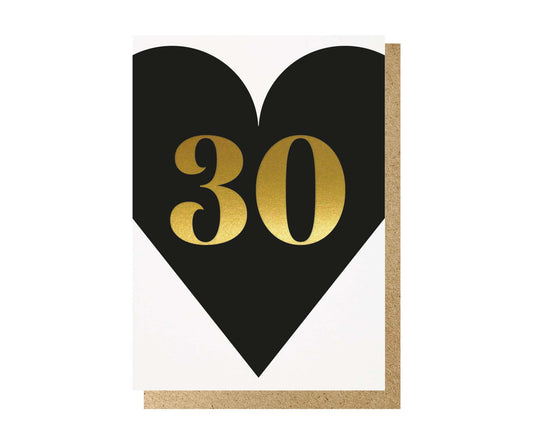 30th Black & Gold Foiled Birthday Card