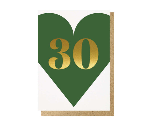 30th Green & Gold Foiled Birthday Card