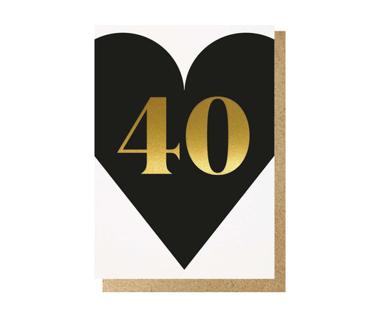40th Black & Gold Foiled Birthday Card
