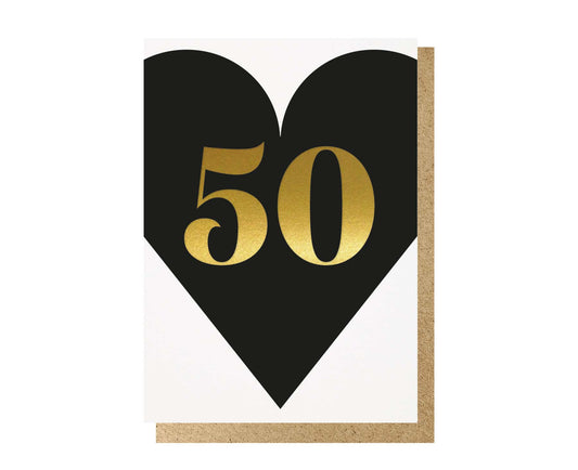 50th Black & Gold Foiled Birthday Card