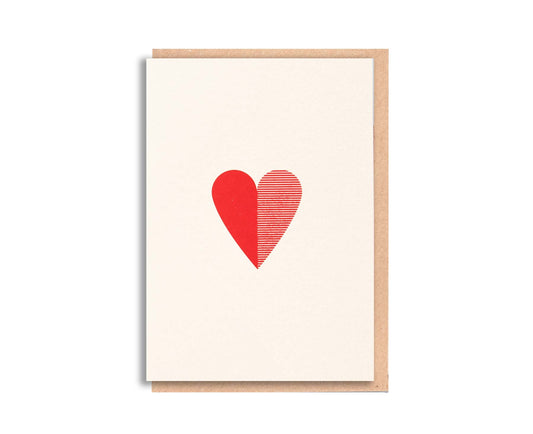 Heart Foil Blocked Card in Red