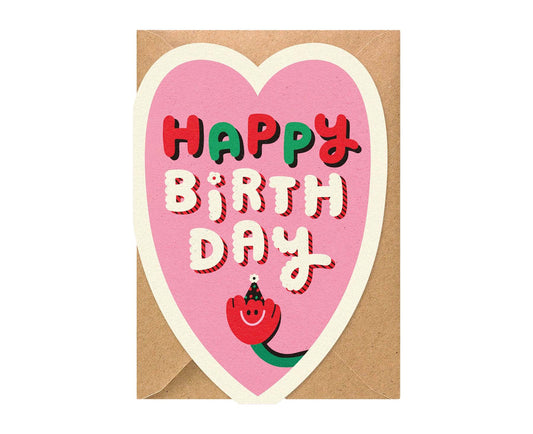 Happy Birthday Heart  Die Cut Birthday Card