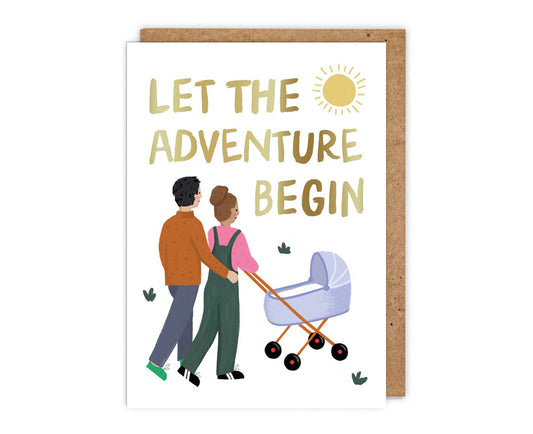 Let the Adventure Begin Gold Foiled New Baby Card