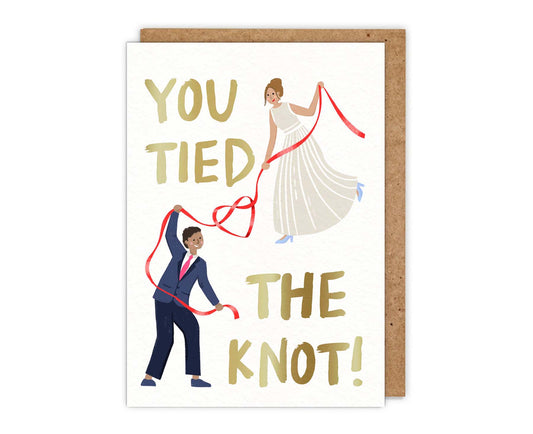 You Tied The Knot! Gold Foiled Wedding Card