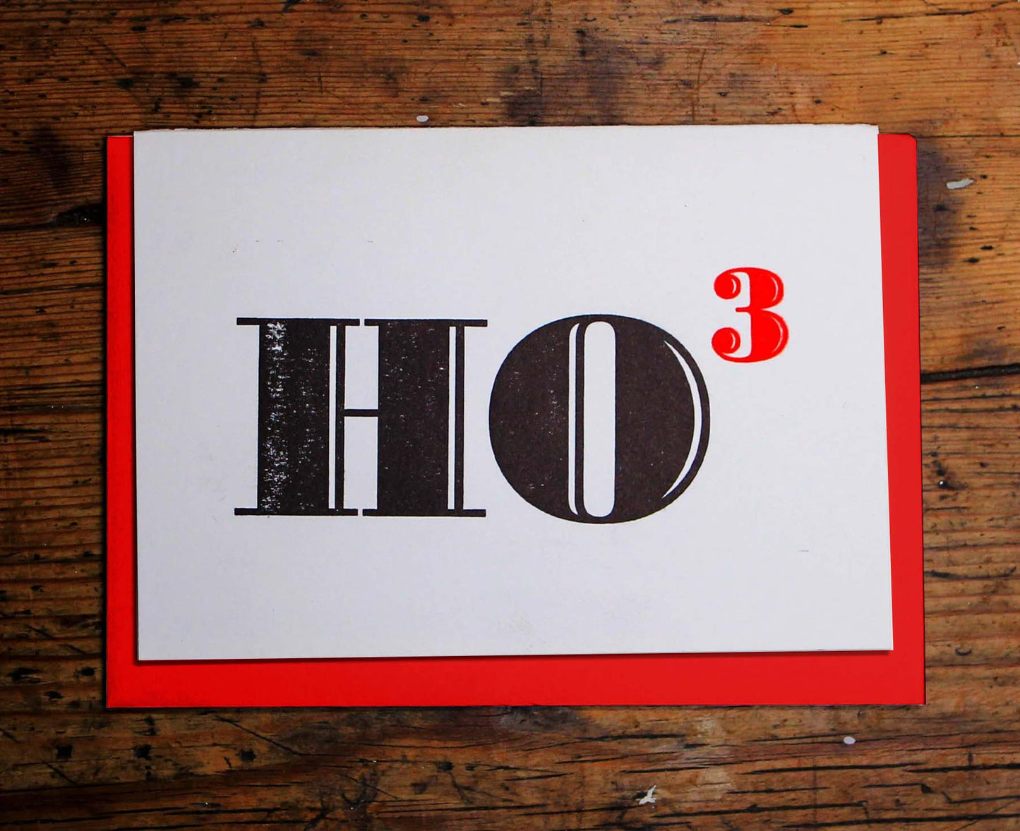 Ho Ho Ho Typography Letterpress Christmas card