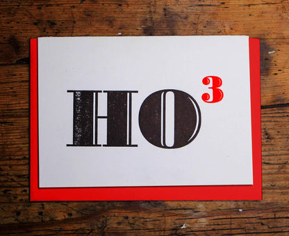 Ho Ho Ho Typography Letterpress Christmas card