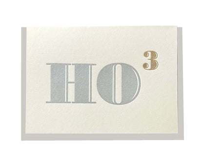 Ho Ho Ho Silver Typography Letterpress Christmas card