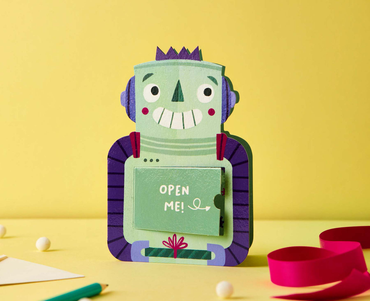 Robot Die Cut Kids Birthday Card