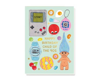 Child Of The 90s Gold Foiled Birthday Card