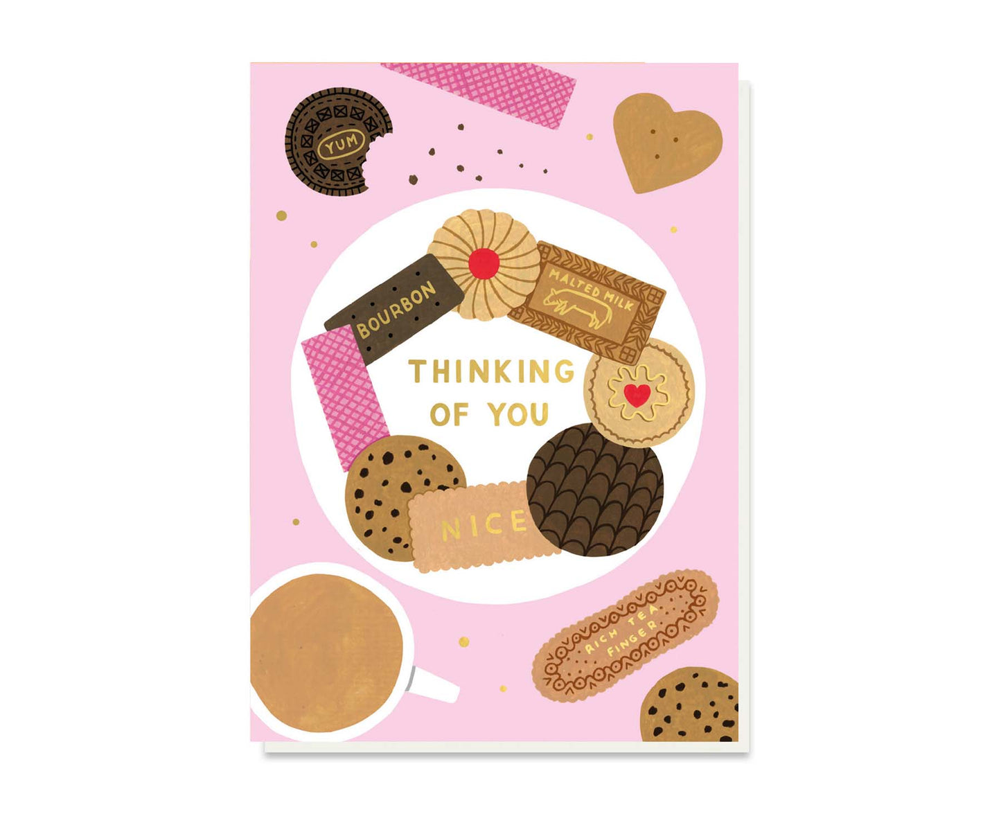 Thinking Of You Biscuits Gold Foiled Sympathy Card