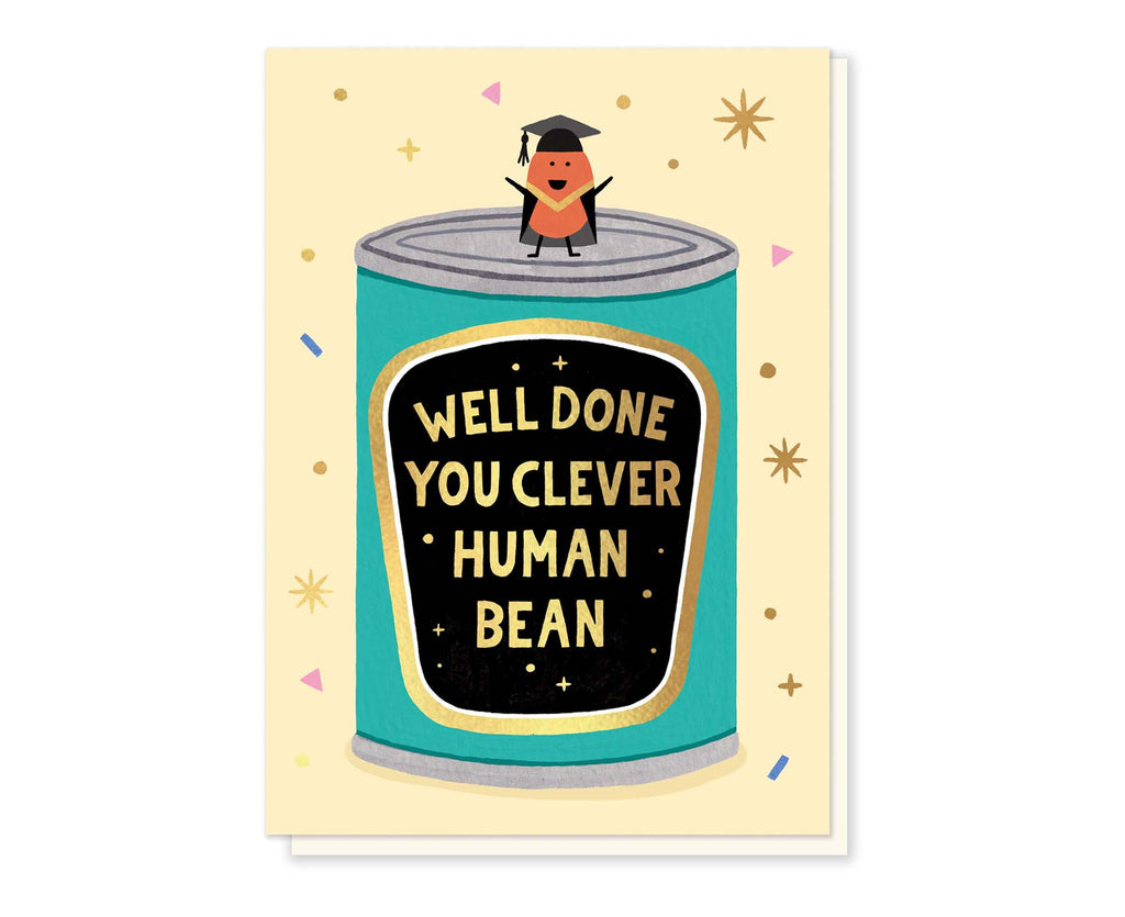 Clever Human Bean Gold Foiled Graduation Card
