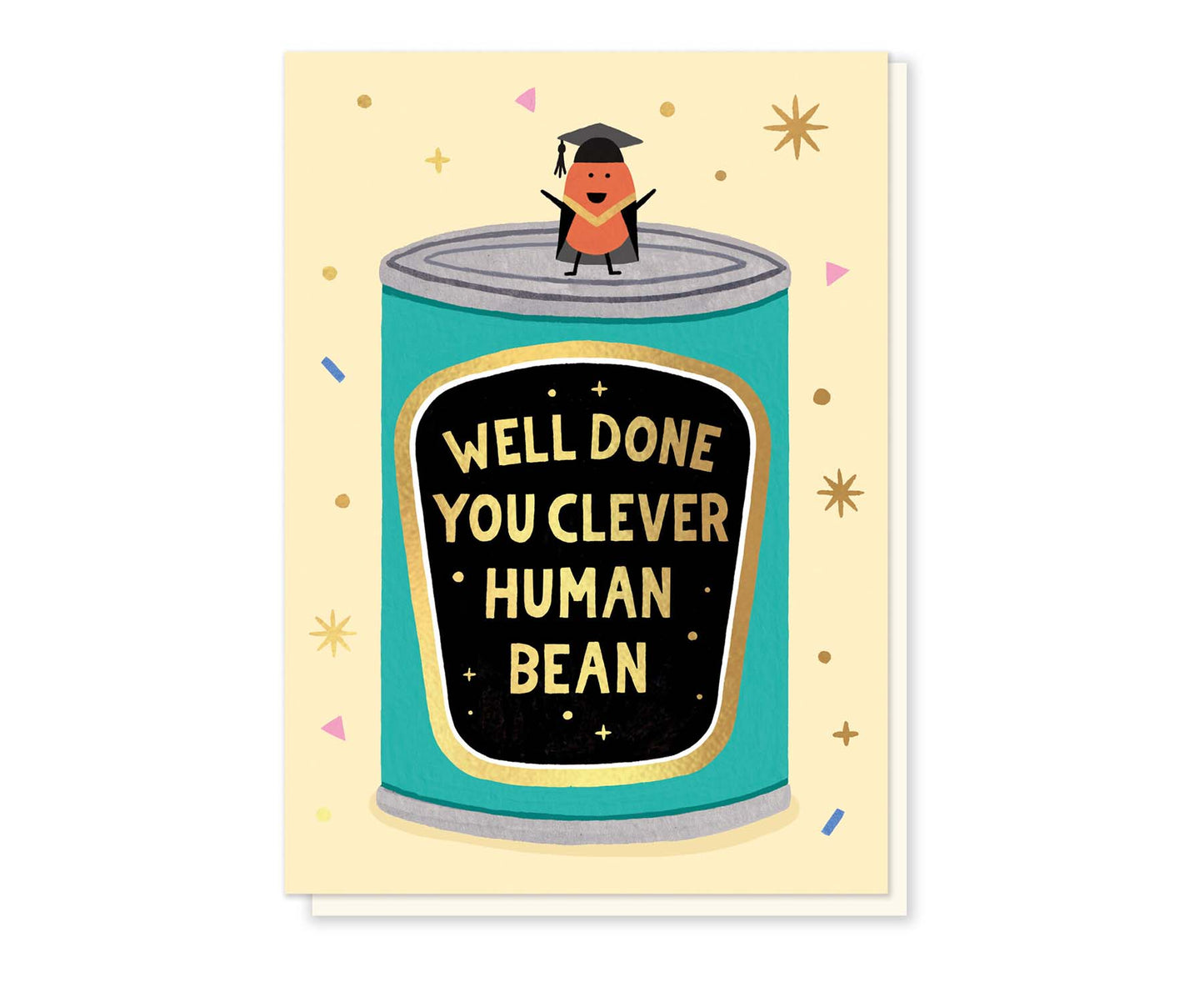 Clever Human Bean Gold Foiled Graduation Card