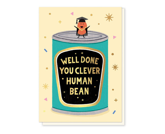 Clever Human Bean Gold Foiled Graduation Card