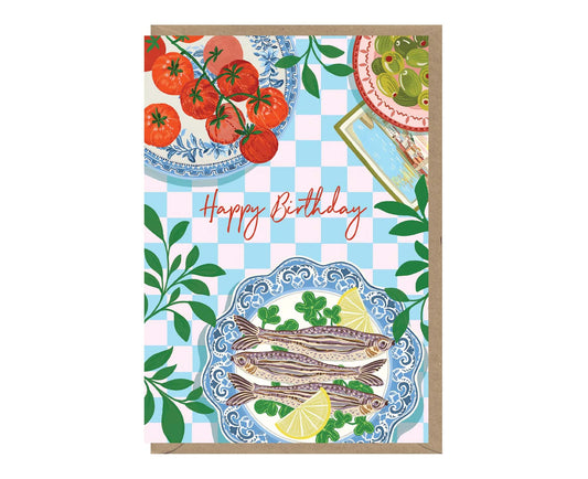 Mediterranean Sardines & Tomatoes Birthday Card