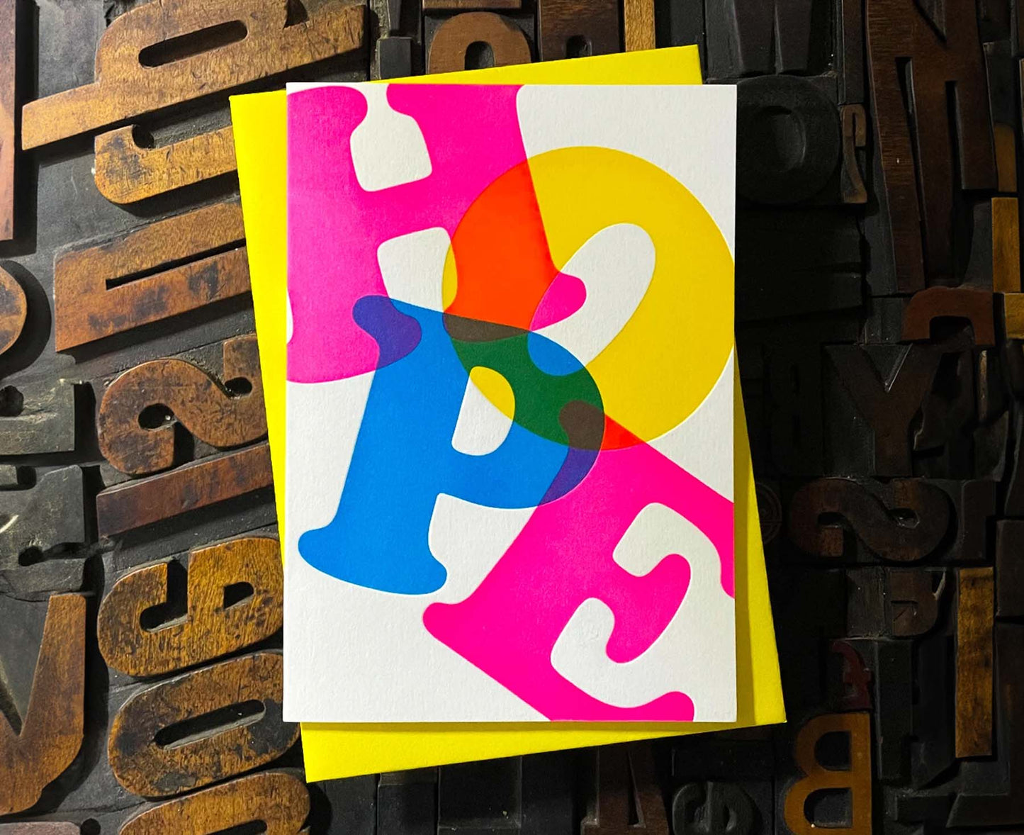 Hope Typography Letterpress Christmas card / Notecard